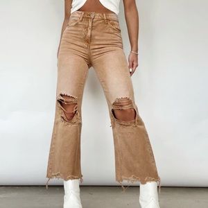 NWOT Vervet brown cropped flare denim